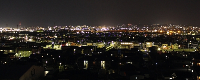 八太郎ケ丘公園付近、八戸の夜景を一望
